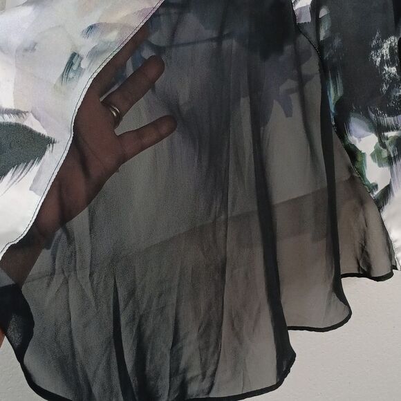 Kay Celine Womens Abstract Multicolor Sleeveless Sheer Silk Blend Top sz M - Picture 8 of 14